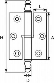 Lift-off hinge 50 X 40 mm Brass