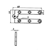 Spillebordshængsel 64 mm forzinket