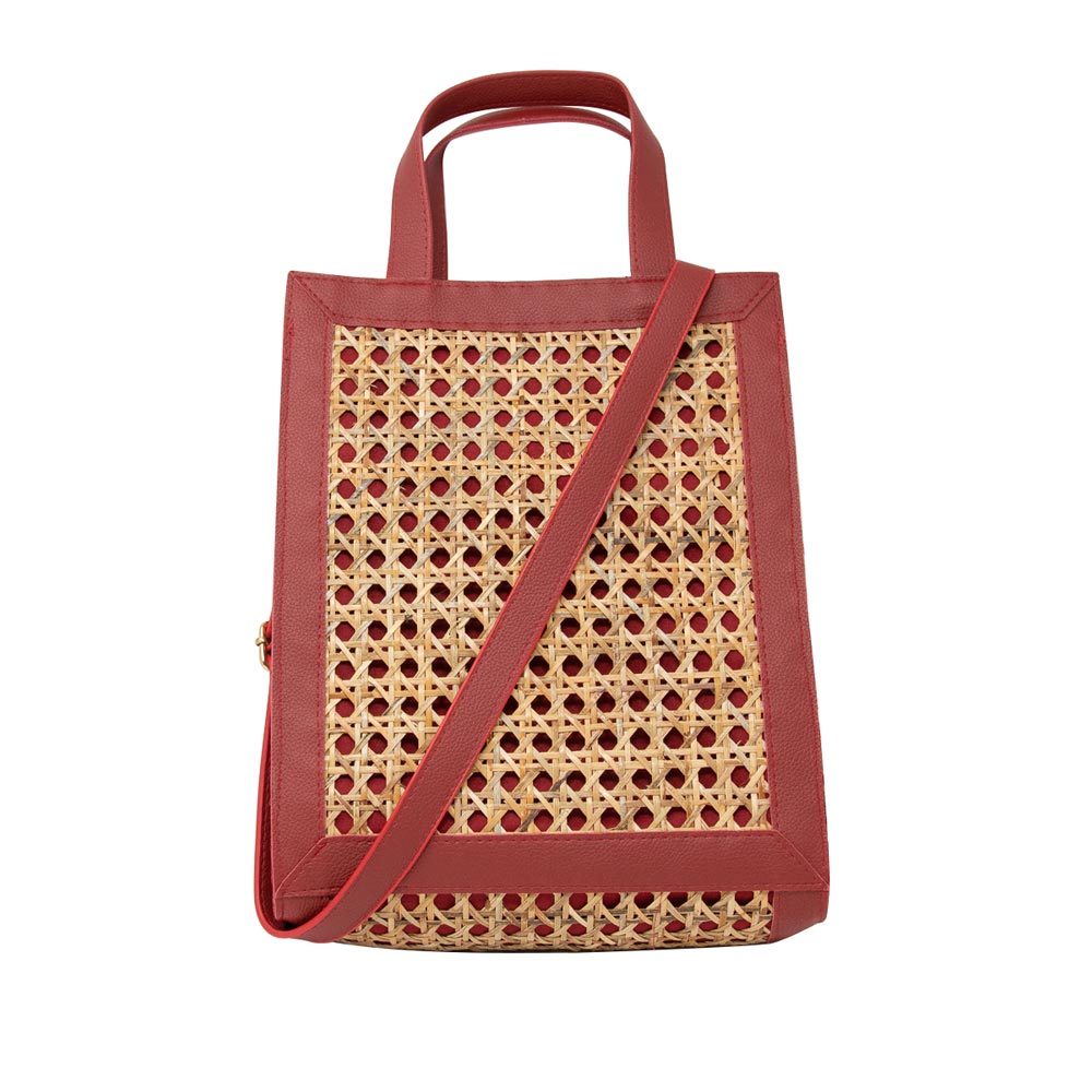 Handbag Genuine Rattan / Burgundy