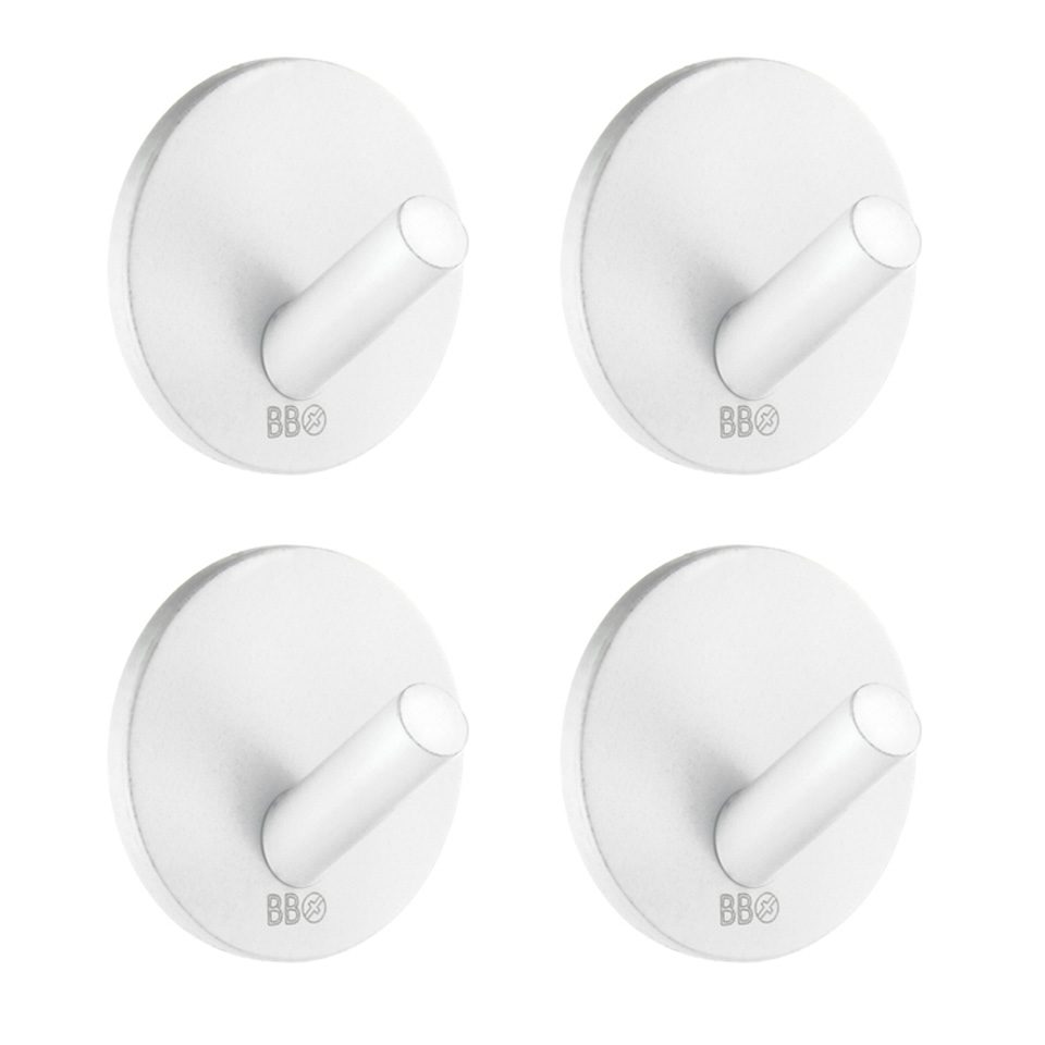 Självhäftande Liten Enkelkrok Vit 4-Pack