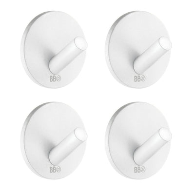 Self-Adhesive Small Single Hook White 4-Pack
