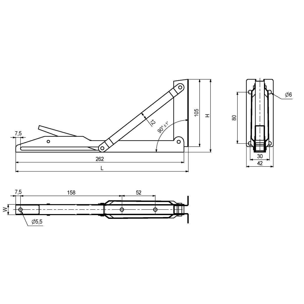 Fällbar Konsol 270-315mm Vit 100kg (2-Pack)