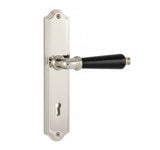 Door Handle Nickel/Black Bakelite 1115 1115m with Long Backplate