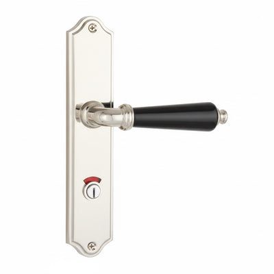 Door Handle Nickel/Black Bakelite 1116 1116m with WC Long Backplate