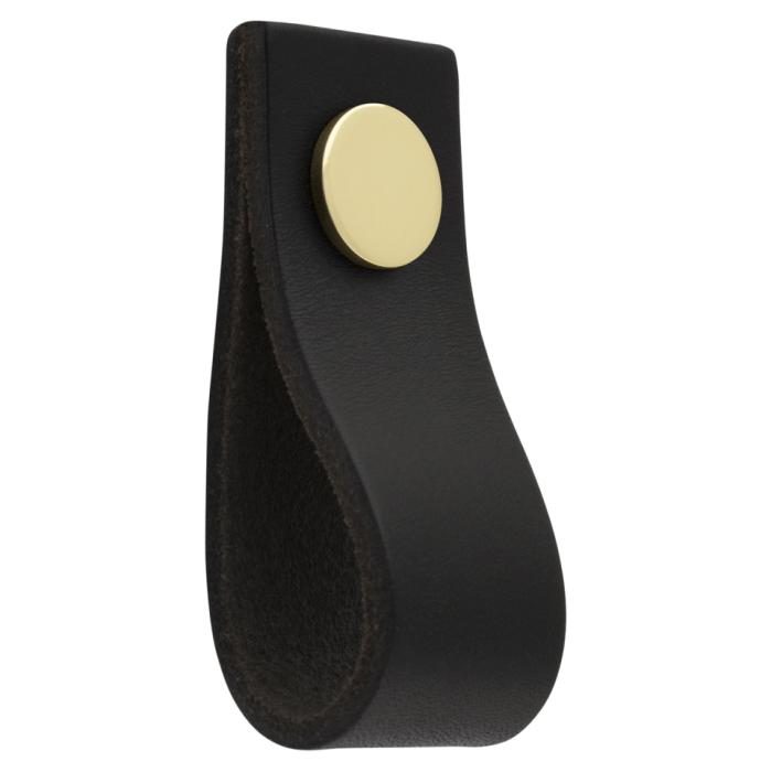 Knob Ari Black Leather/Brass