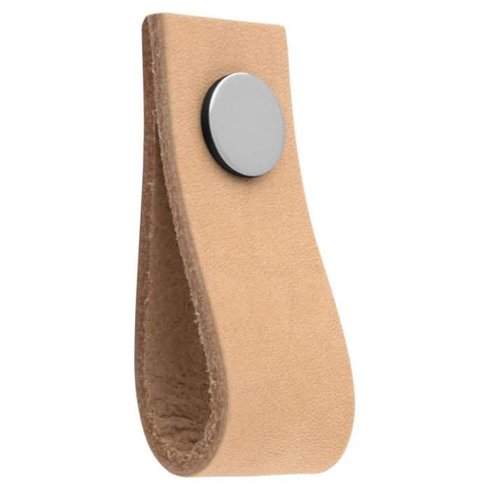 Knopp Ari Ljust Läder/Krom