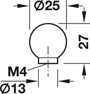 Knob Ebba 25mm Brass