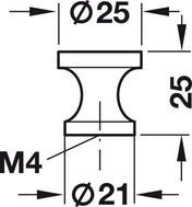 Knob 25 mm Satin Nickel