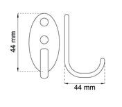Single Hook Black Aluminium 2-Pack