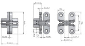 Concealed barrel hinge 45-70mm Satin chrome