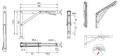 Folding Bracket 300-400mm Satin Nickel 60kg (2-Pack)