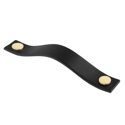 Handle Levanto Black Leather/Brass 128 C/C