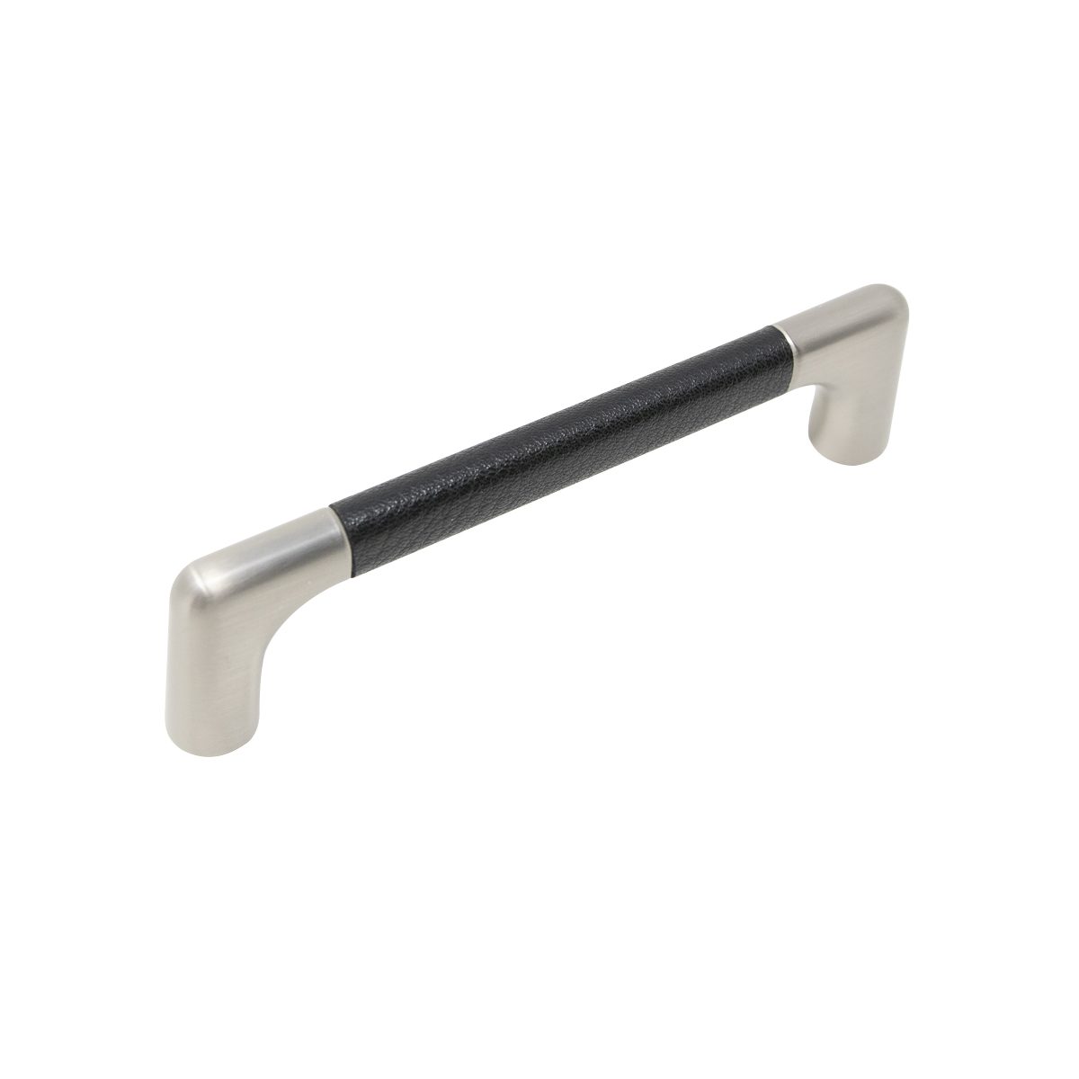 Handle 96 C/C Satin Nickel/Black Leather