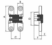 Concealed barrel hinge 60 mm Brass-Plated