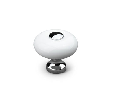 Knop Tods 30 mm Porcelæn/Krom