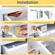 Child-Safety Drawer Locks with Magnet 4x Lock Set 1x Magnet