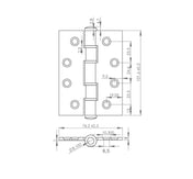 Butt hinge Stainless steel 100mm