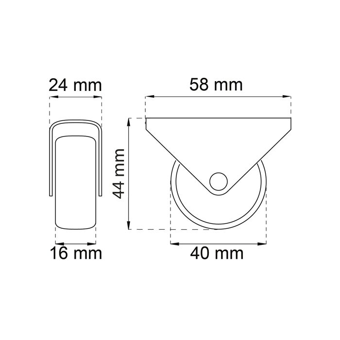Möbelhjul 25-40mm Zink/Vit Plast 4-Pack