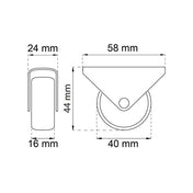 Møbelhjul 25-40mm Zink/Hvid Plast 4-Pak