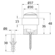 Dørstopper 48x36mm Sort