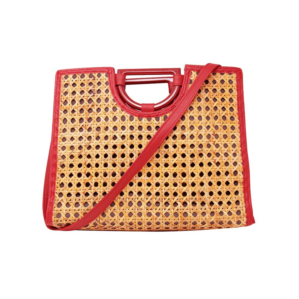 Handbag Genuine Rattan / Red