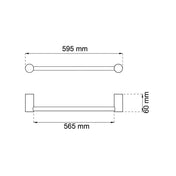 Towel Rail Single Malte 600mm Chrome