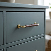 Handle 96 C/C Brass/Brown Leather