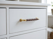 Handle 96 C/C Brass/Brown Leather