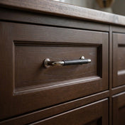 Handle 96-192 C/C Nickel/Black Leather
