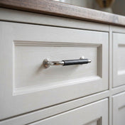 Handle 96-192 C/C Nickel/Black Leather