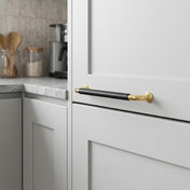 Handle 128 C/C Brass/Black Leather