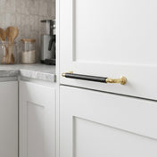Handle 128 C/C Brass/Black Leather