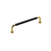 Handle 128 C/C Brass/Black Leather