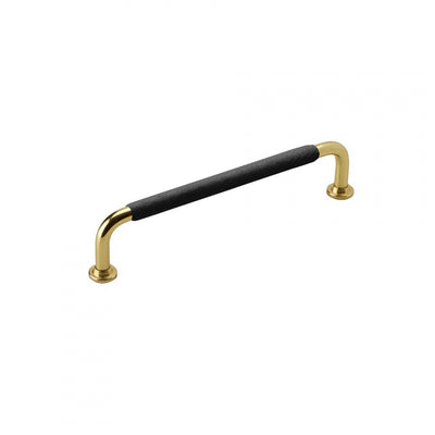 Handle 128 C/C Brass/Black Leather