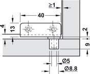 Glasgångjärn/Spegelgångjärn 2-6mm Svart