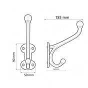 Single Hook with Hat Peg Unlacquered Cast Iron