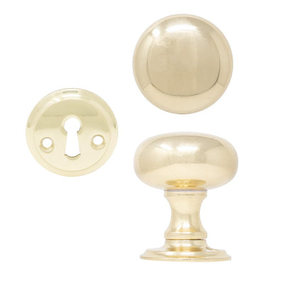 Door Knob Victorian Brass Complete