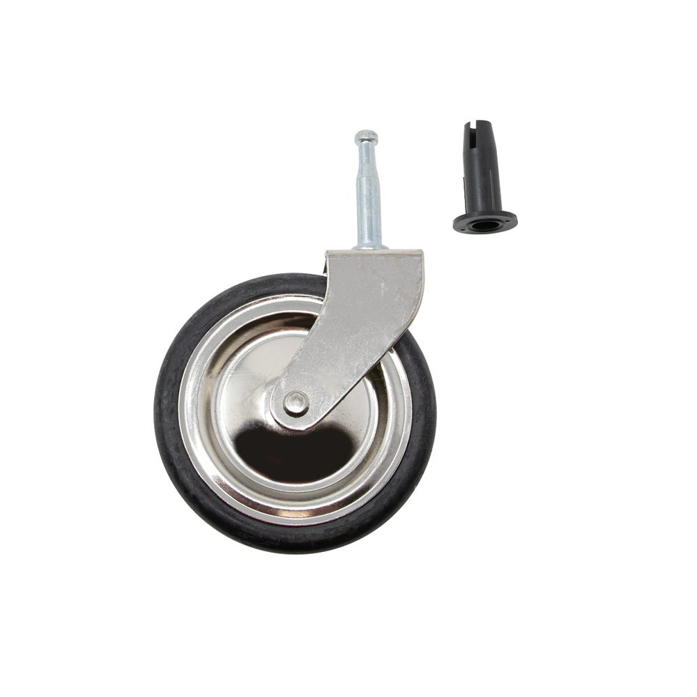 Tevagnshjul 75mm Nickel/Svart 4-Pack