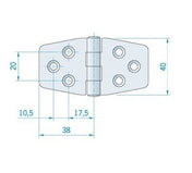 Butt hinge 40 X 75 mm Stainless steel