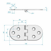 Butt hinge 60x130mm Stainless Steel/Acid-Resistant