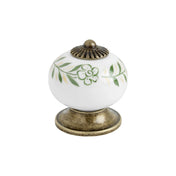 Knopp 33 mm Porslin/Grön/Antikbehandlad