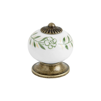 Knob 33 mm Porcelain/Green/Antique finish