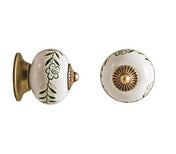 Knopp 33 mm Porslin/Grön/Antikbehandlad
