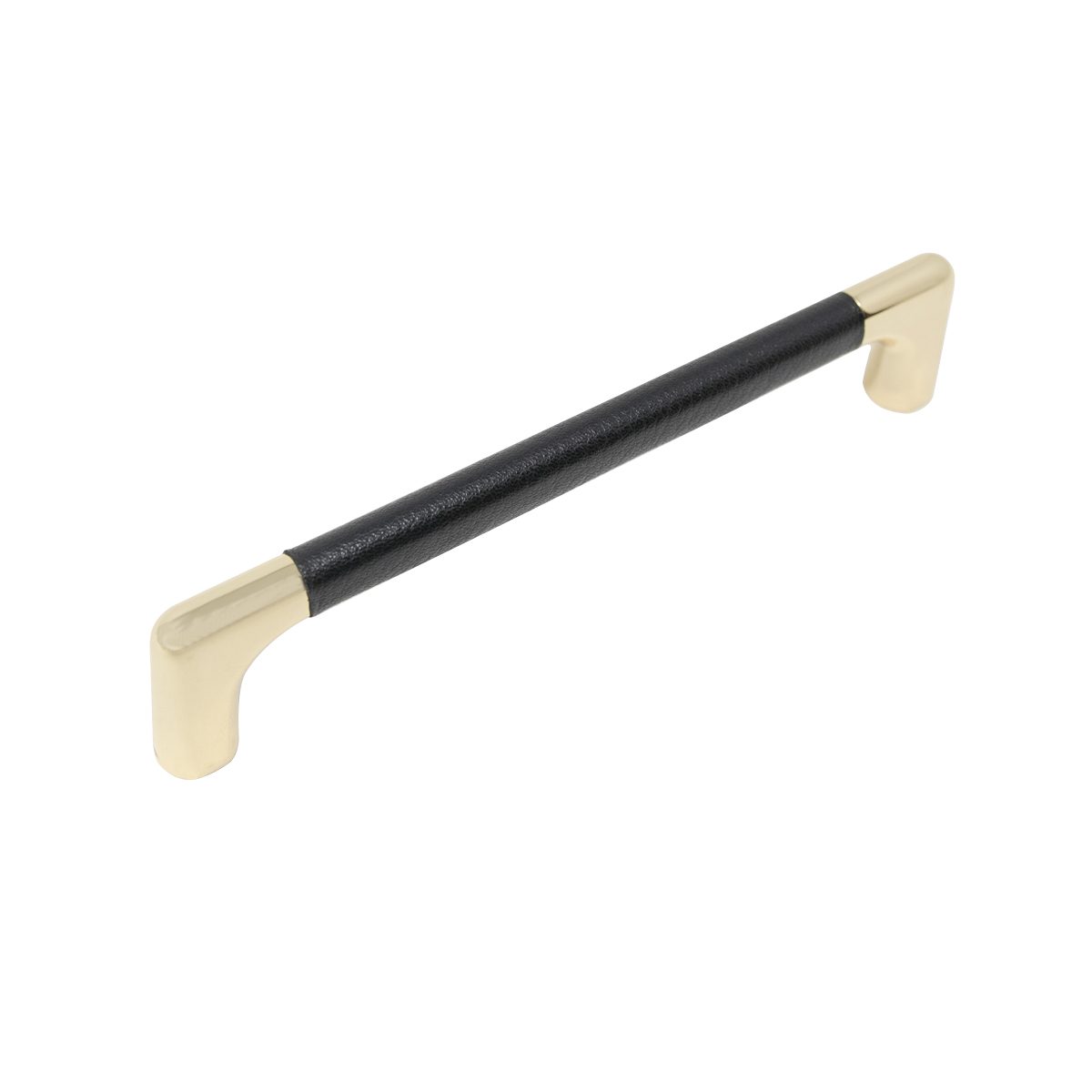 Handle 128 C/C Brass/Black Leather