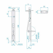 Flush Bolt 228 mm Zinc-plated