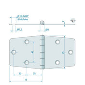 Butt hinge 75 X 150 mm Stainless steel