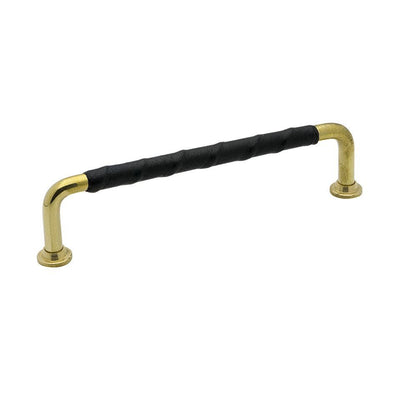Handle 128 C/C Brass/Black Leather