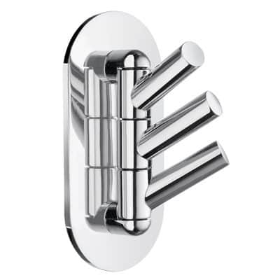 Self-Adhesive Swivel Triple Hook Chrome
