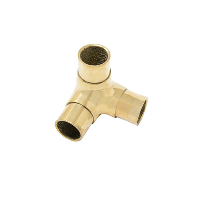 Tube Connector with Side Connector Brass 25mm