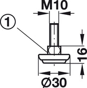 Adjustable Foot M10 Nickel